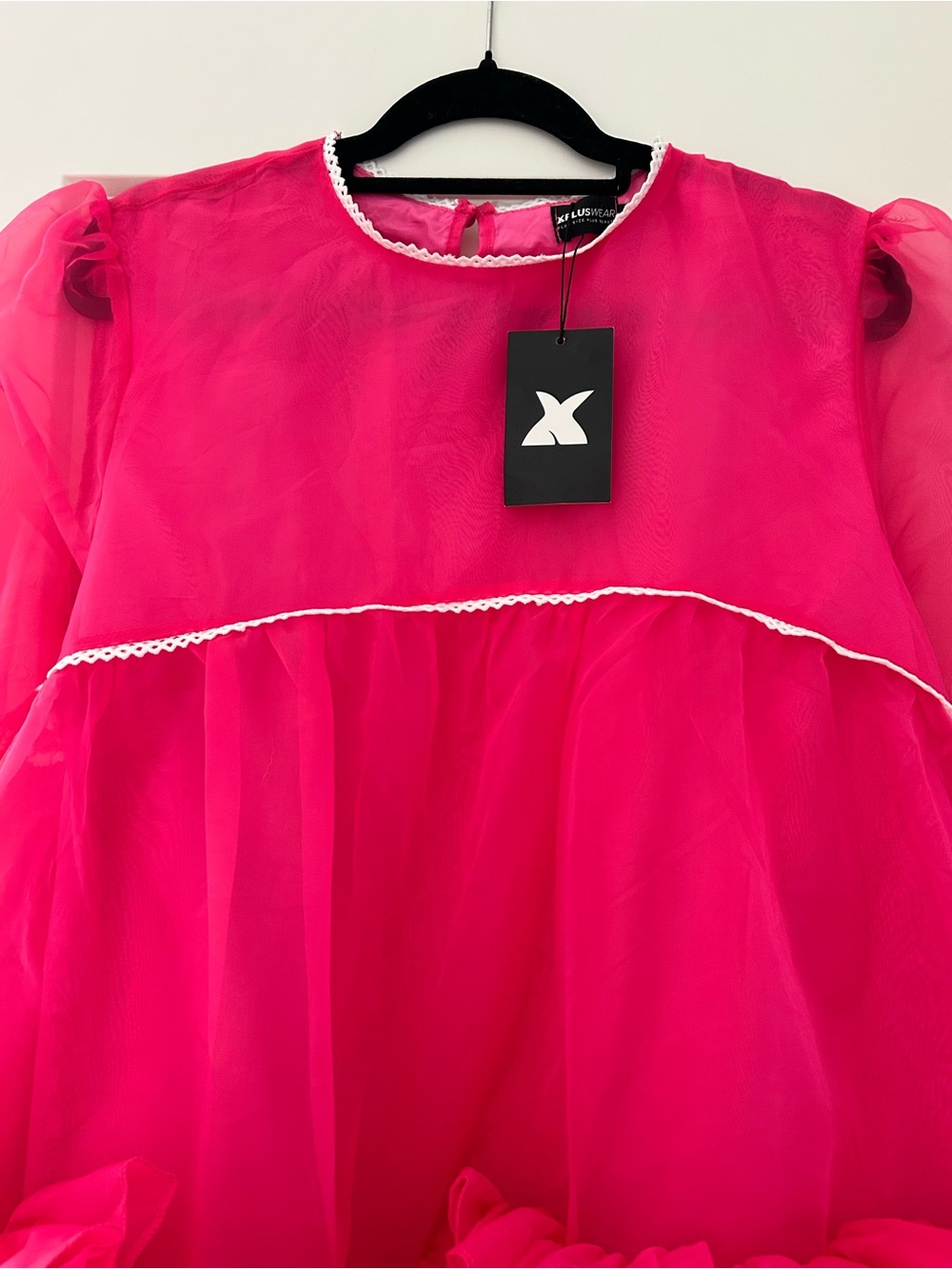 Xpluswear Hot Pink Ruffled Tulle mini dress - Picture 4 of 11